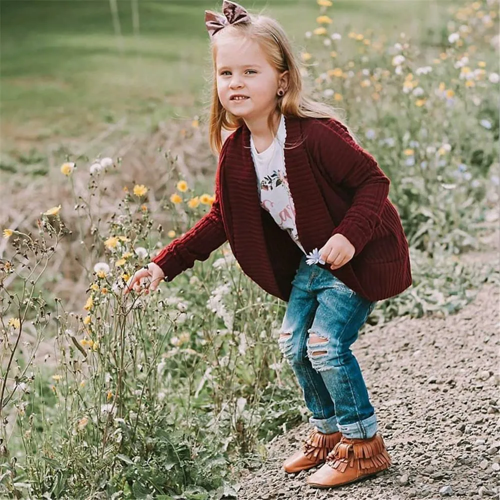 Toddler Girls Cardigan Solid Long Sleeve Sweaters Girls Clothes Wholesale