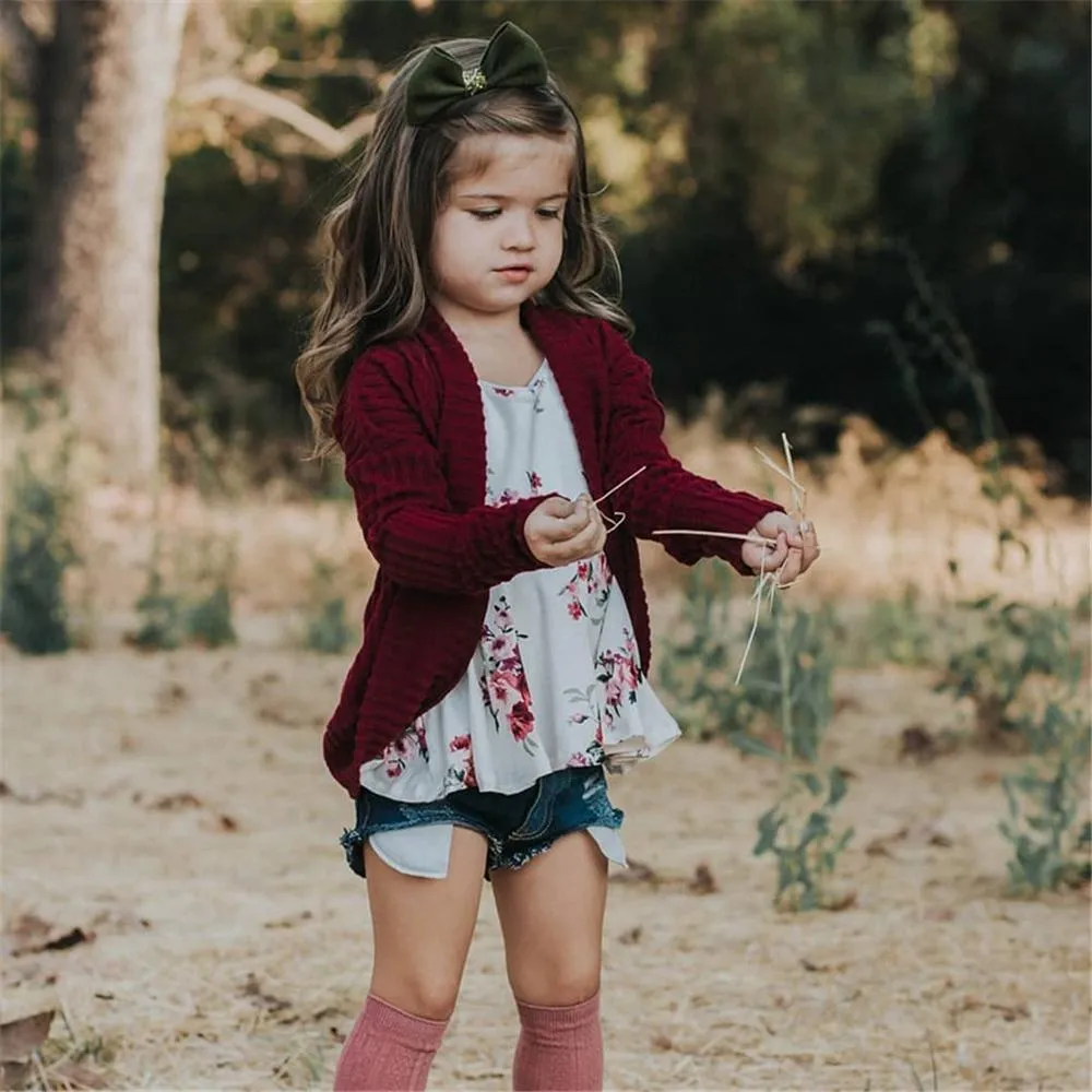 Toddler Girls Cardigan Solid Long Sleeve Sweaters Girls Clothes Wholesale