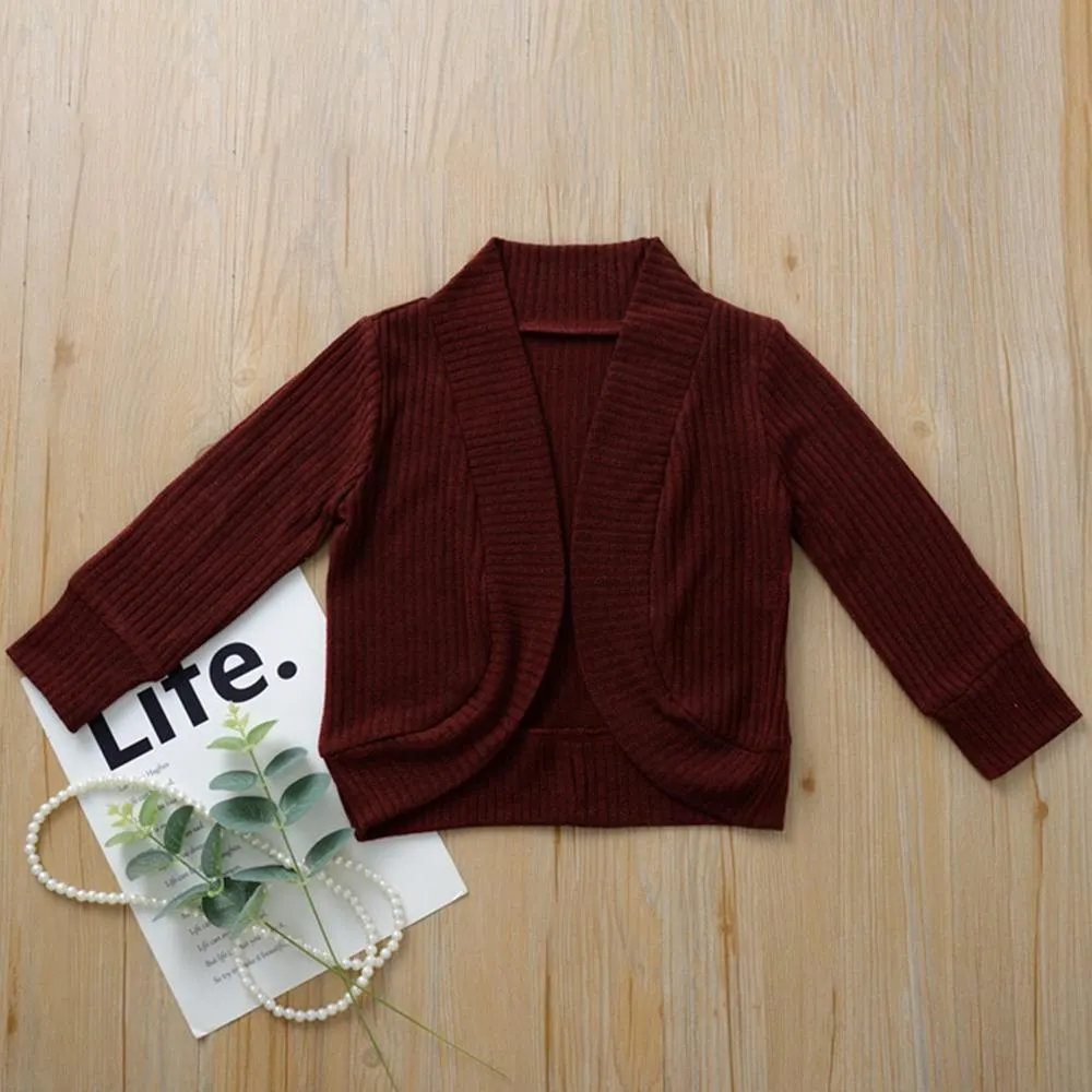 Toddler Girls Cardigan Solid Long Sleeve Sweaters Girls Clothes Wholesale