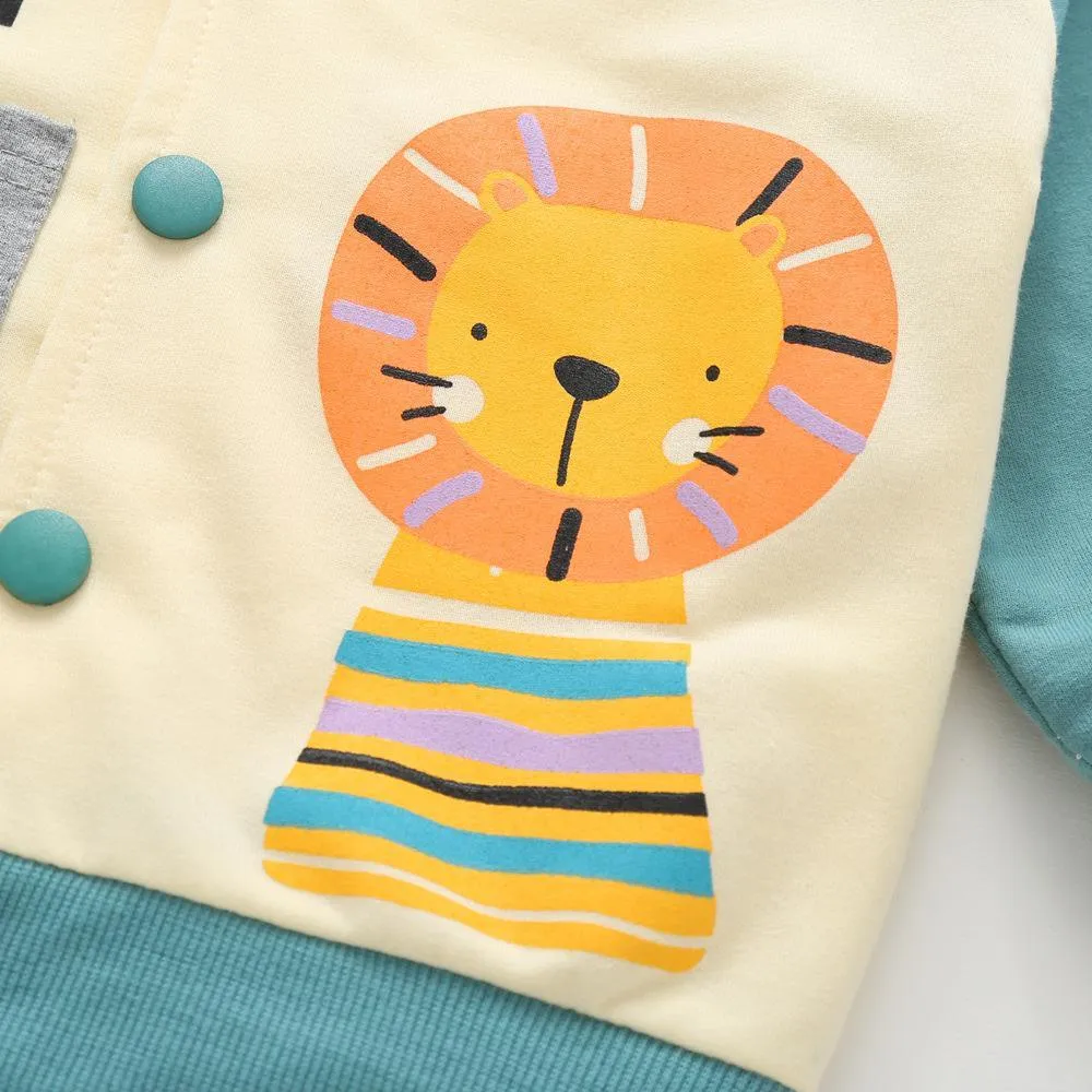 Unisex Cartoon Lion Printed Long Sleeve Jackets Wholesale