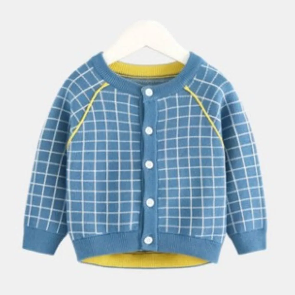 Unisex Kid Lattice Pattern Knitting Outerwear Toddler Boys Cardigans