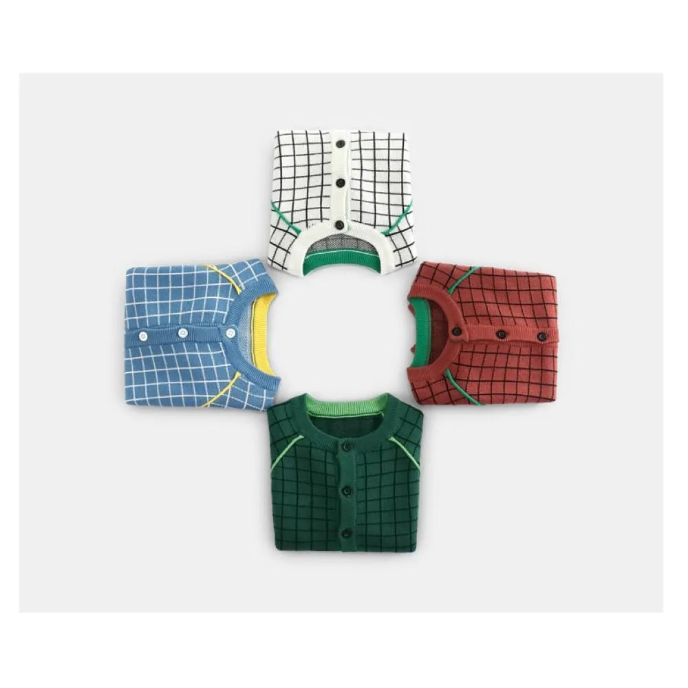 Unisex Kid Lattice Pattern Knitting Outerwear Toddler Boys Cardigans
