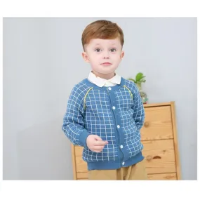 Unisex Kid Lattice Pattern Knitting Outerwear Toddler Boys Cardigans