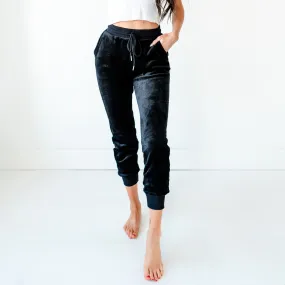 Velvet Faux Joggers - Black
