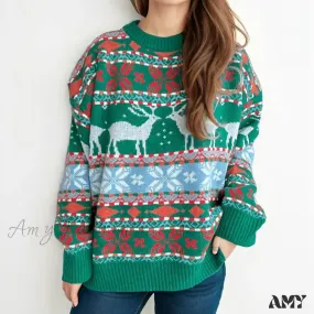 Vintage Oversized Deer Knitted Christmas Sweater