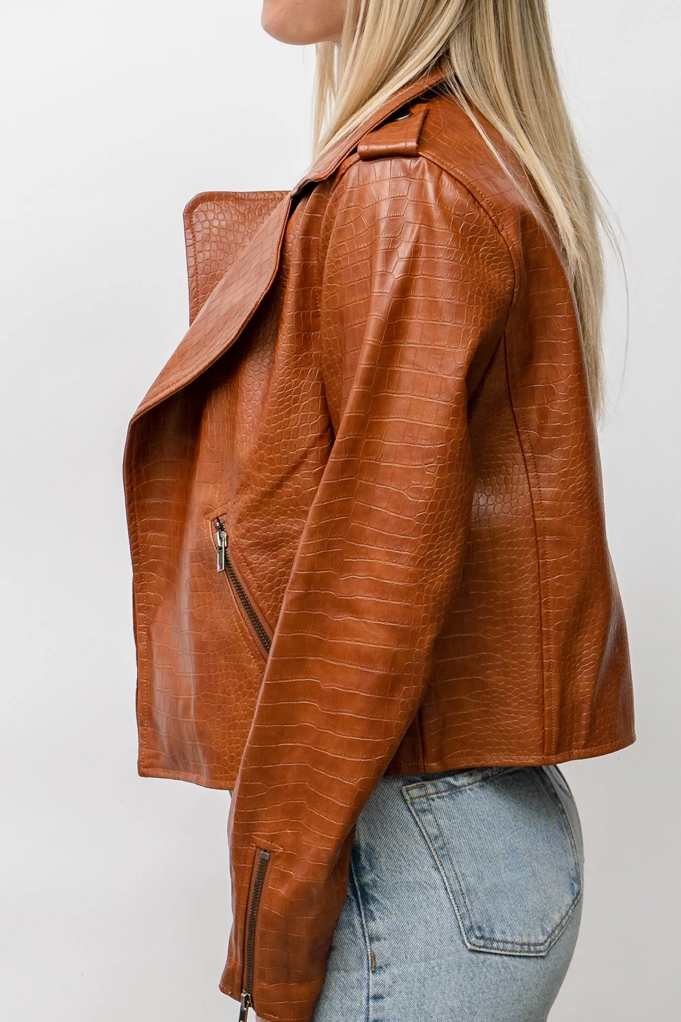 Vivian Vegan Leather Jacket - Brown