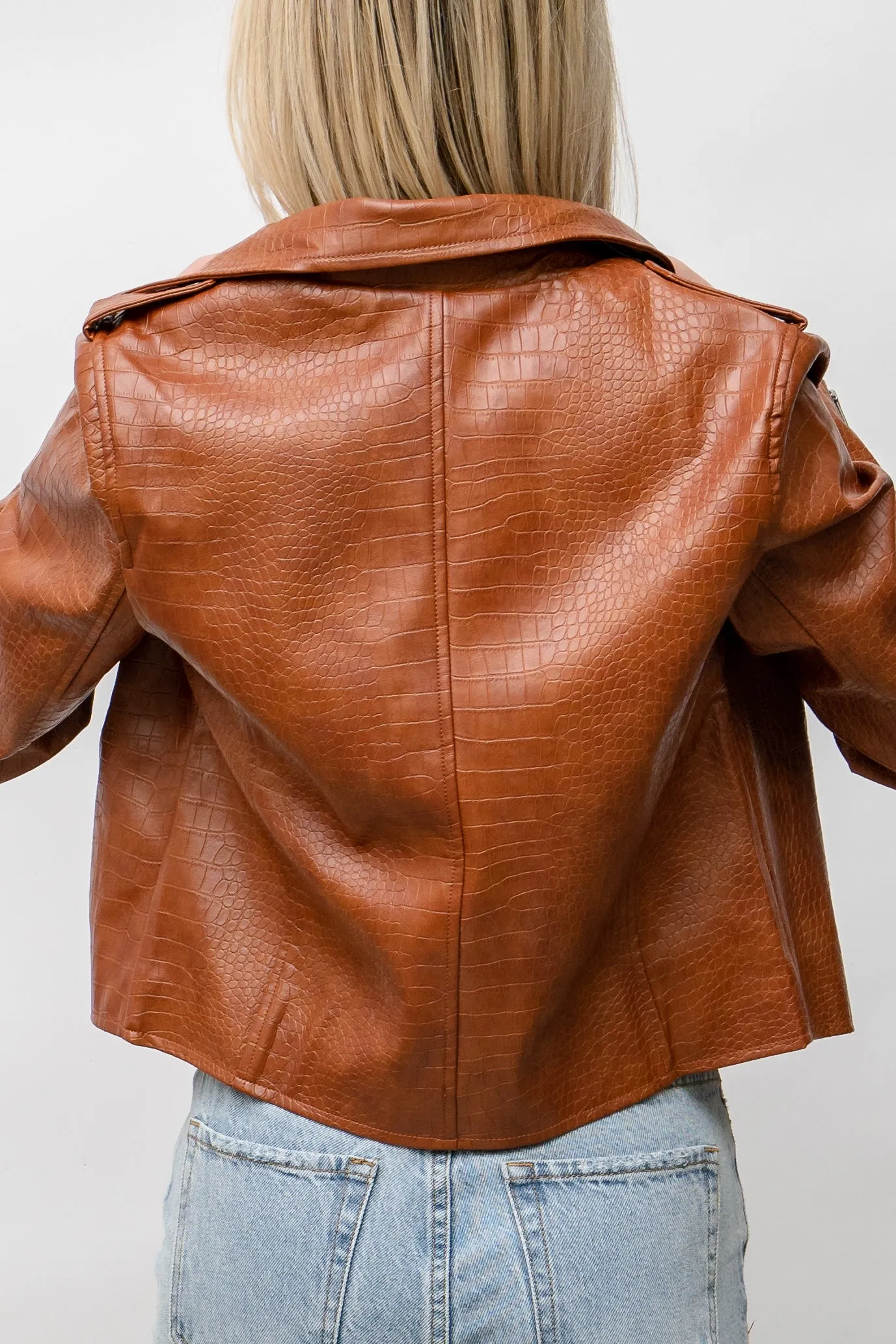 Vivian Vegan Leather Jacket - Brown