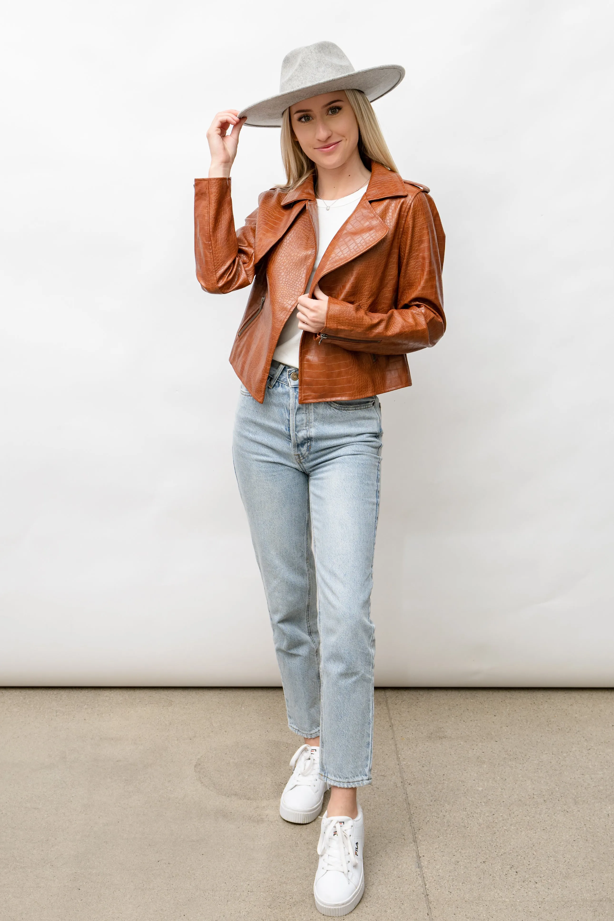 Vivian Vegan Leather Jacket - Brown