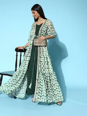 Women Green Solid Top to Toe Fusion Dress