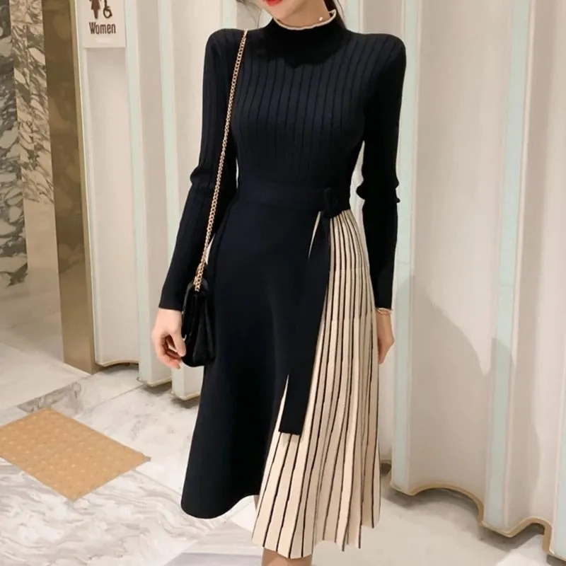 Women's High Quality Pleat Design Knit Jersey Dress - Ailime Designs