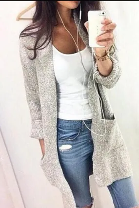 xakxx xakxx-Casual Solid Patchwork Cardigans