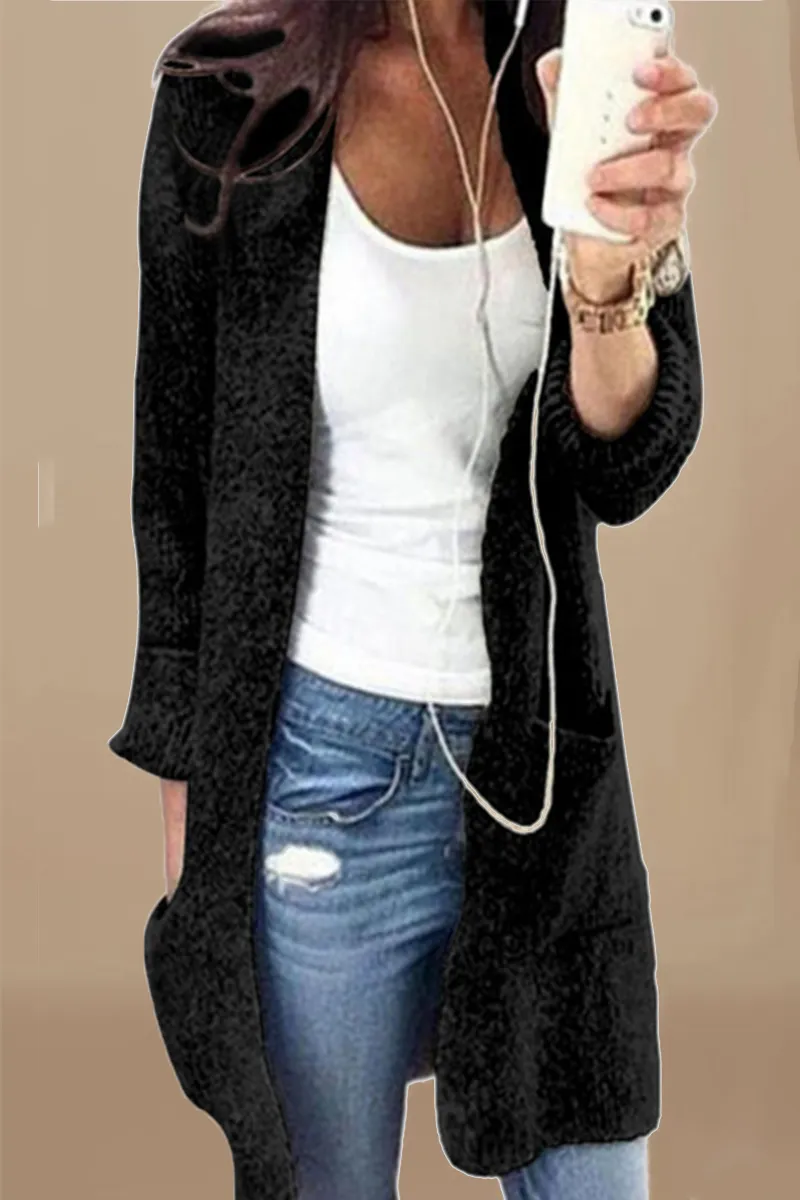 xakxx xakxx-Casual Solid Patchwork Cardigans